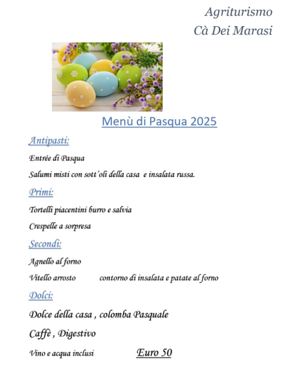 Menù di Pasqua 2025